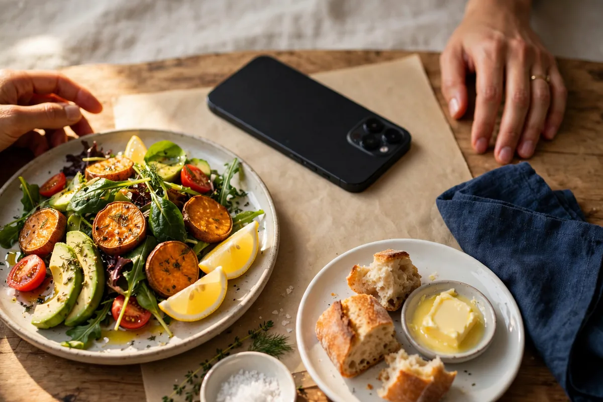 A phone face down on a table