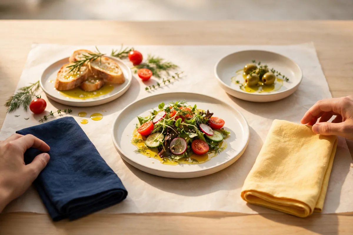 Plates of salad on a table