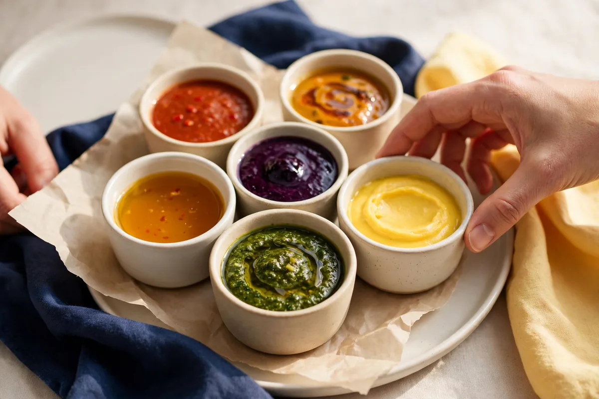 Cups of sauces